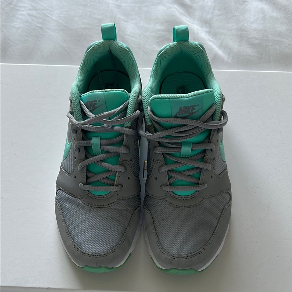 Nike Gray and Green Athletic Sneakers with Mesh Design